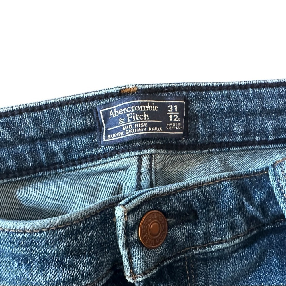 Abercrombie & Fitch Mid Rise Super Skinny Ankle Jeans Size 31 / 12 - Picture 6 of 7